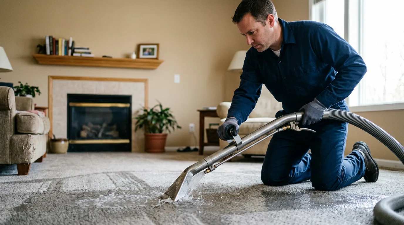 Water damage restoration technician working near Bath, IN